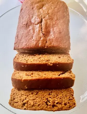 Sweet potato bread freshly baked and sliced