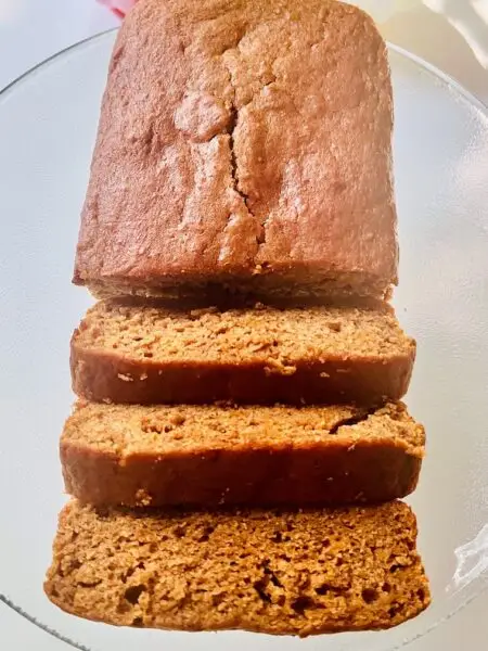 Sweet potato bread freshly baked and sliced