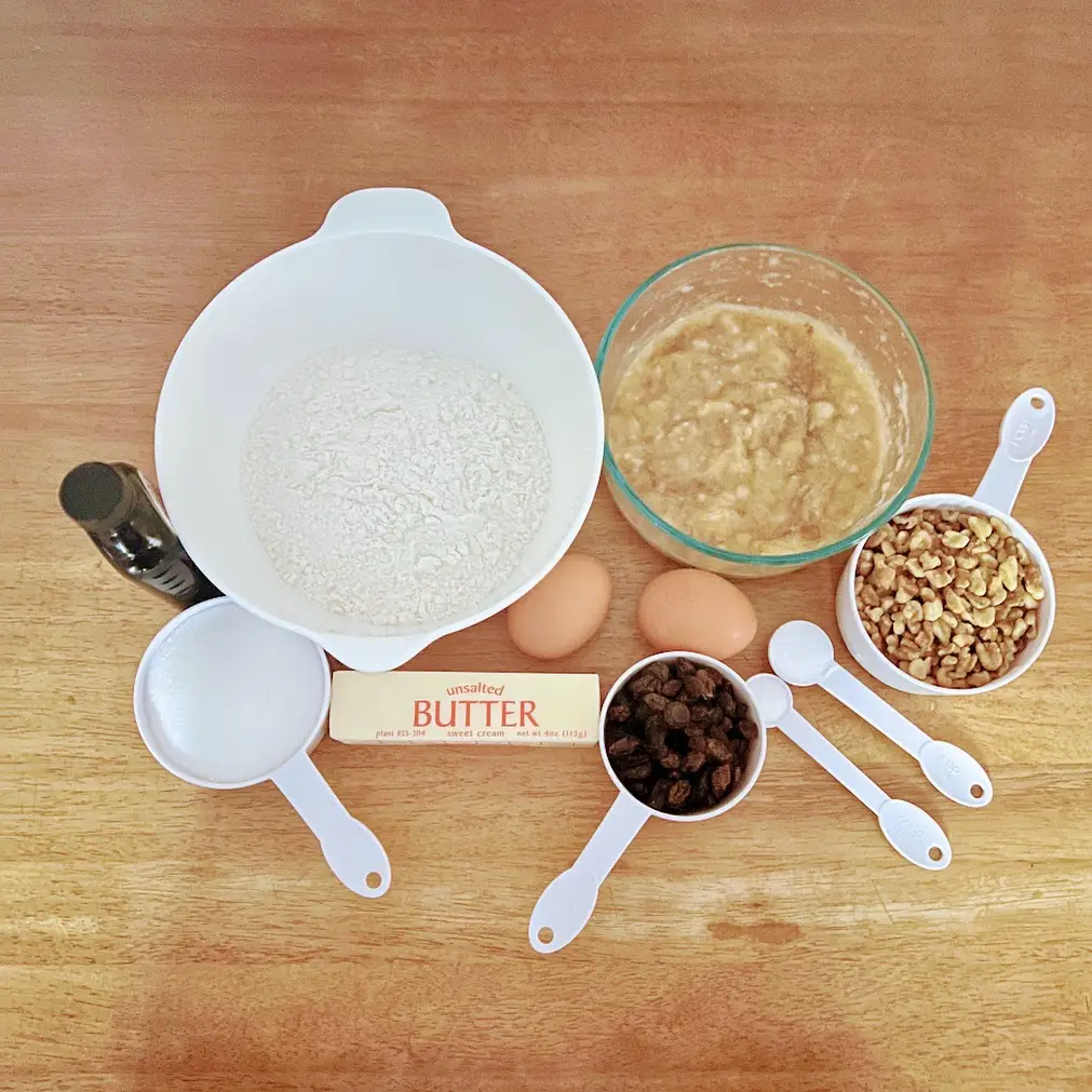 photo of ingredients used to make the banana bread
