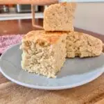 Liberian shortbread showing 3 slices on a plate in the kitchen